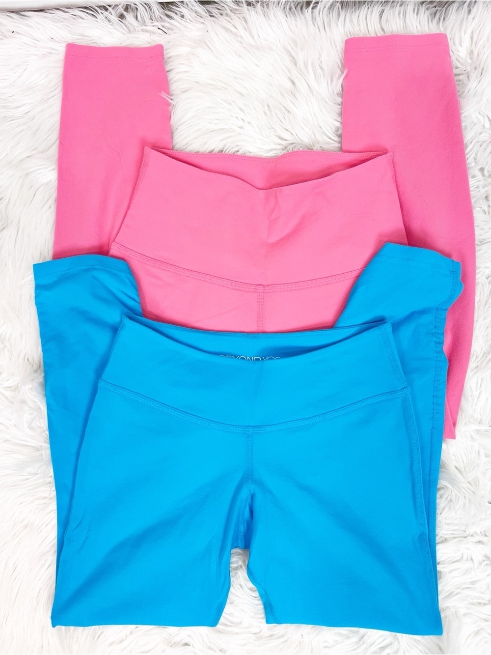 BEYOND YOGA 2 PAIR BLUE ORANGE LEGGINGS WOMENS MEDIUM